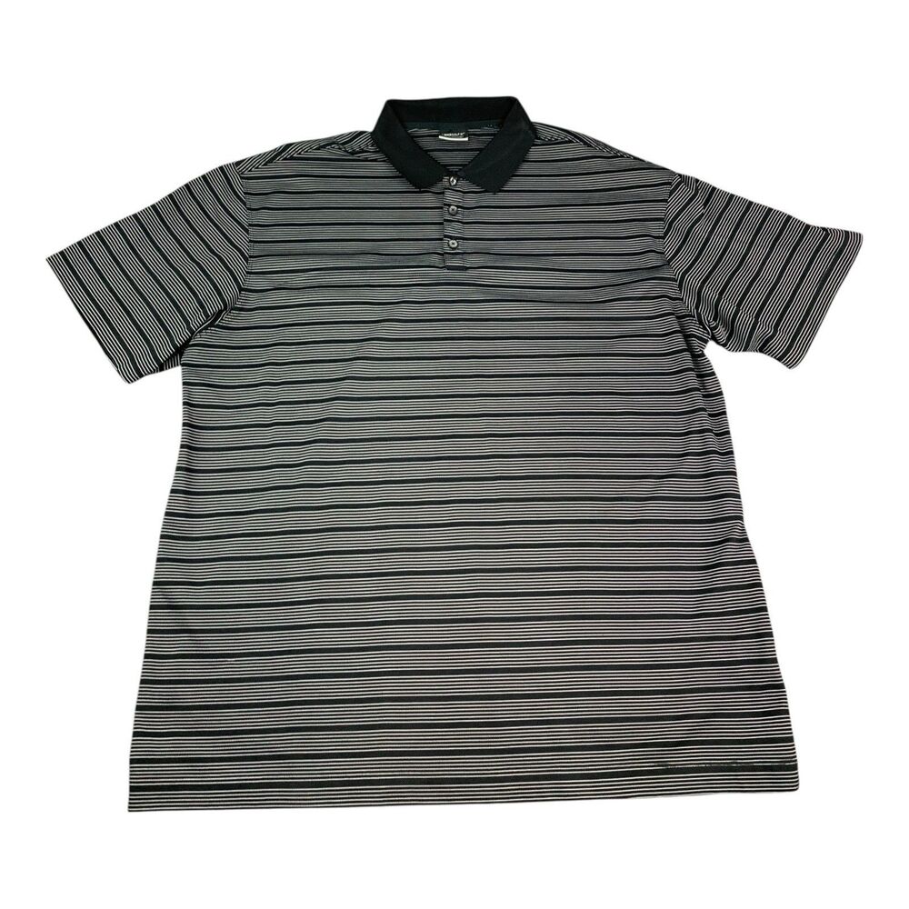 Nike Golf Dri-Fit Polo Shirt, Moisture Wicking Black Striped Men's Size 2XL